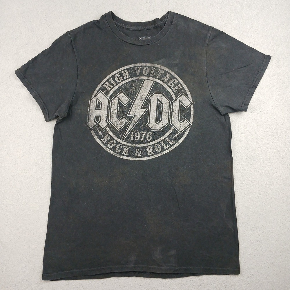 AC/DC Graphic T-Shirt Mens Small Black High Voltage Rock & Roll 1976 Band Tee